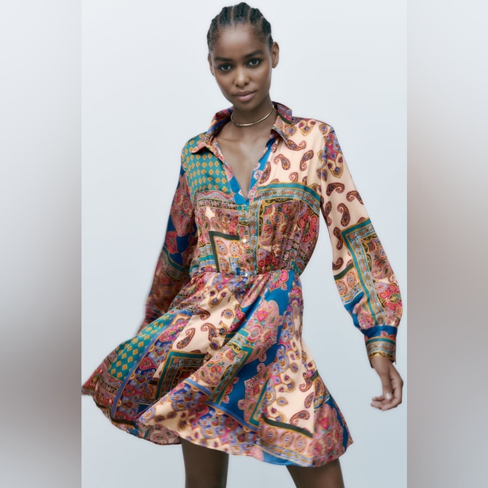 🏵️ PATCHWORK PRINT DRESS MULTICOLORED